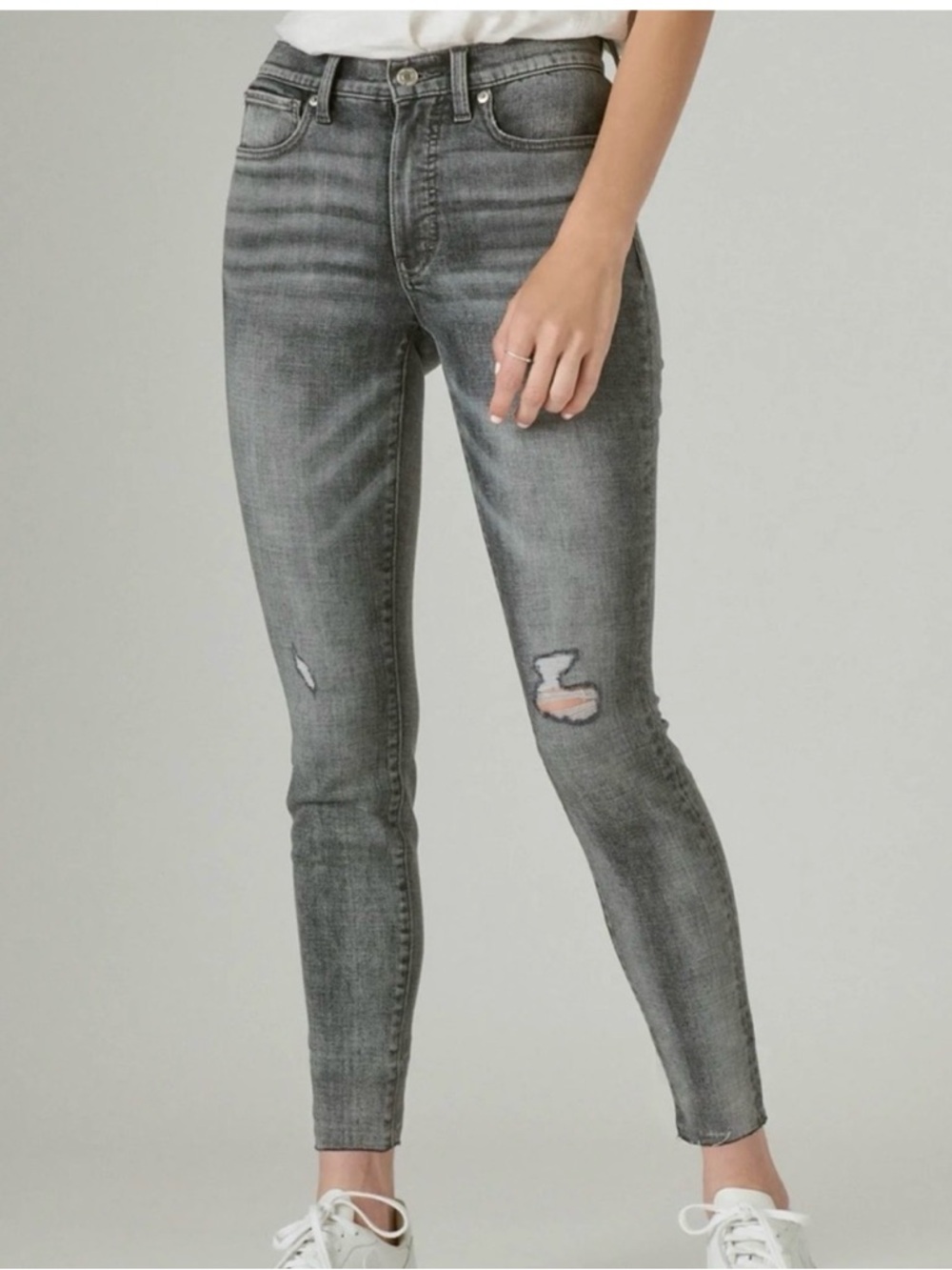 Zara Gray Distressed Skinny Jeans
